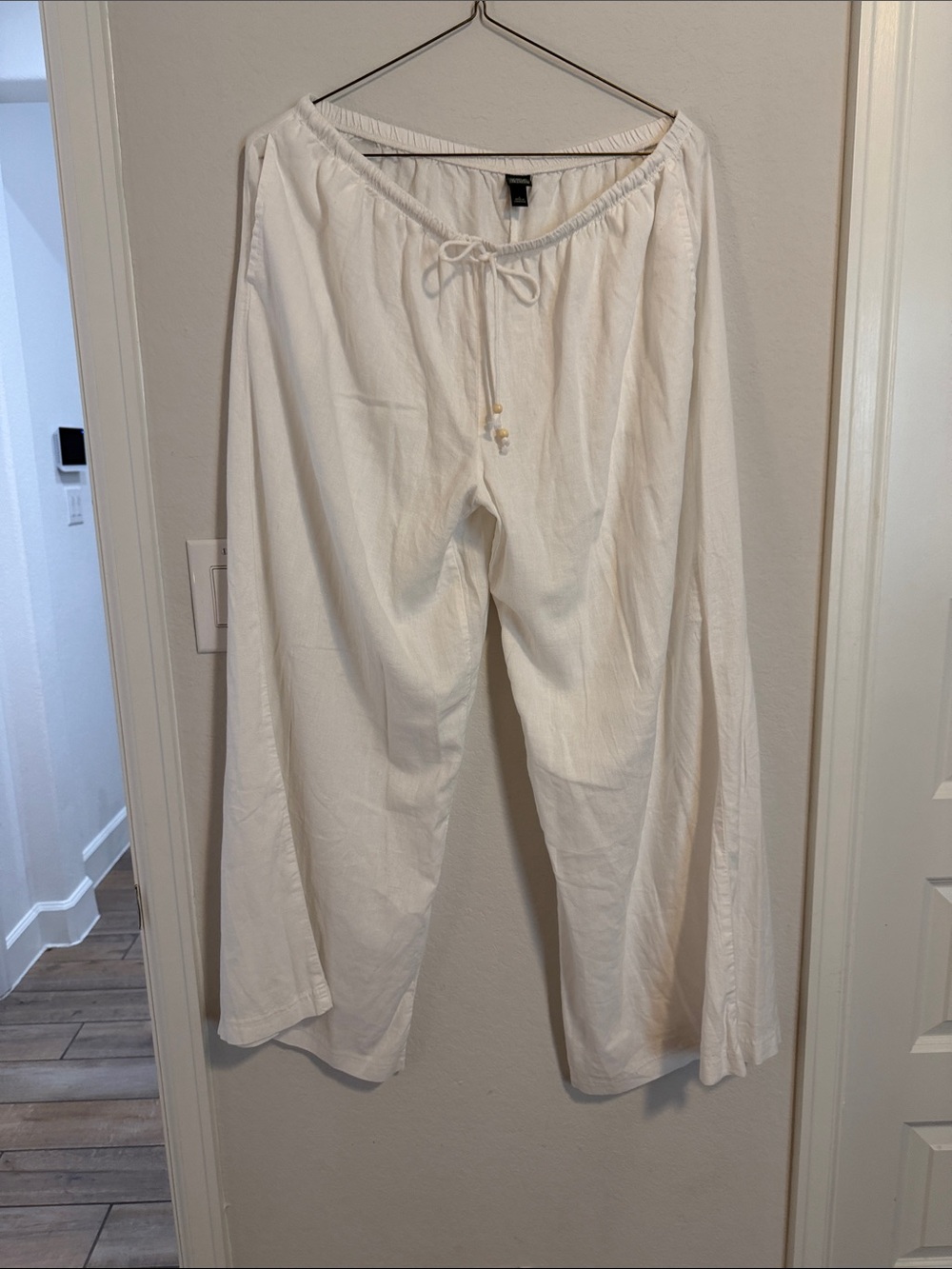 wild fable White LinenWide-Leg Drawstring Pants